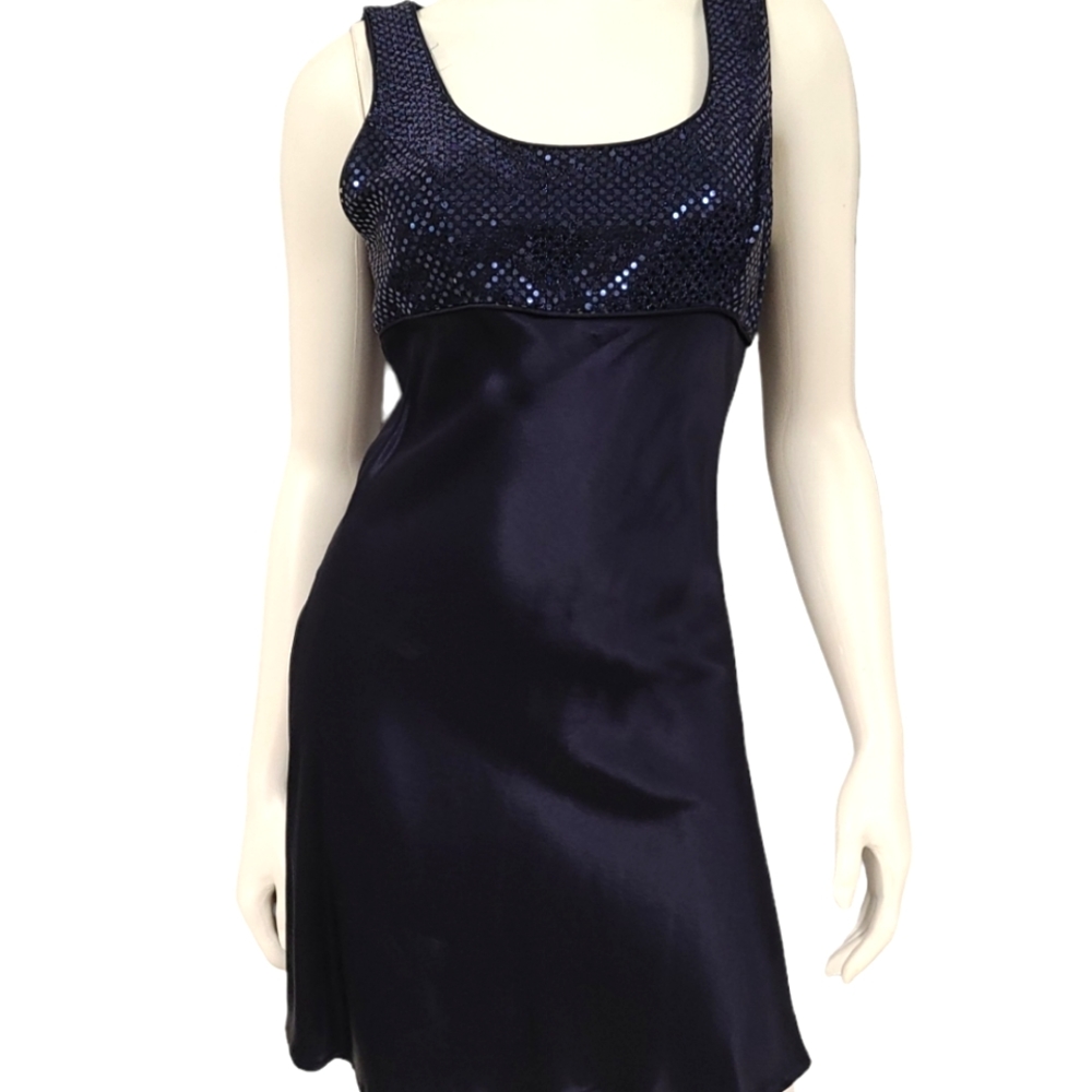Finesse Blue Sequined Open Back Dress size large